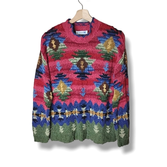 Robert Scott Sweaters - Vintage Robert Scott Hand Knit Sweater S Loose Fit Southwestern Boho Artisan